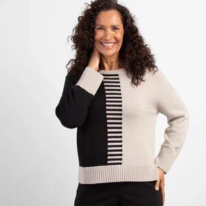 Habitat Yin Yang Piano Key Pullover in Black & Putty | Size L | NWT